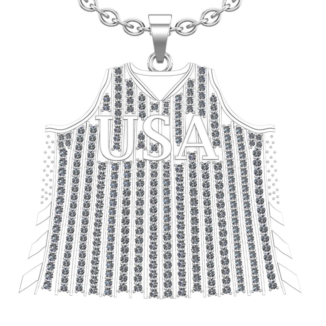 3.65 Ctw SI2/I1 Diamond 14K White Gold football theme Jersey pendant necklace