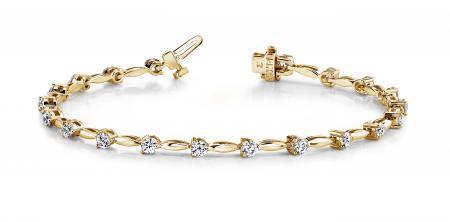 14K YELLOW GOLD 1 CTW G-H SI2/SI3 ALTERNATING DIAMOND DROP BRACELET