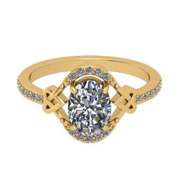 1.40 Ctw SI2/I1 Diamond 14K Yellow Gold Engagement Halo Ring