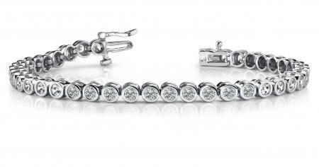 14KT WHITE GOLD 2 CTW G-H SI2/SI3 CLASSIC ROUND BEZEL SET DIAMOND TENNIS BRACELET