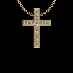 0.09 Ctw SI2/I1 Diamond 14K Yellow Gold Cross Pendant Necklace