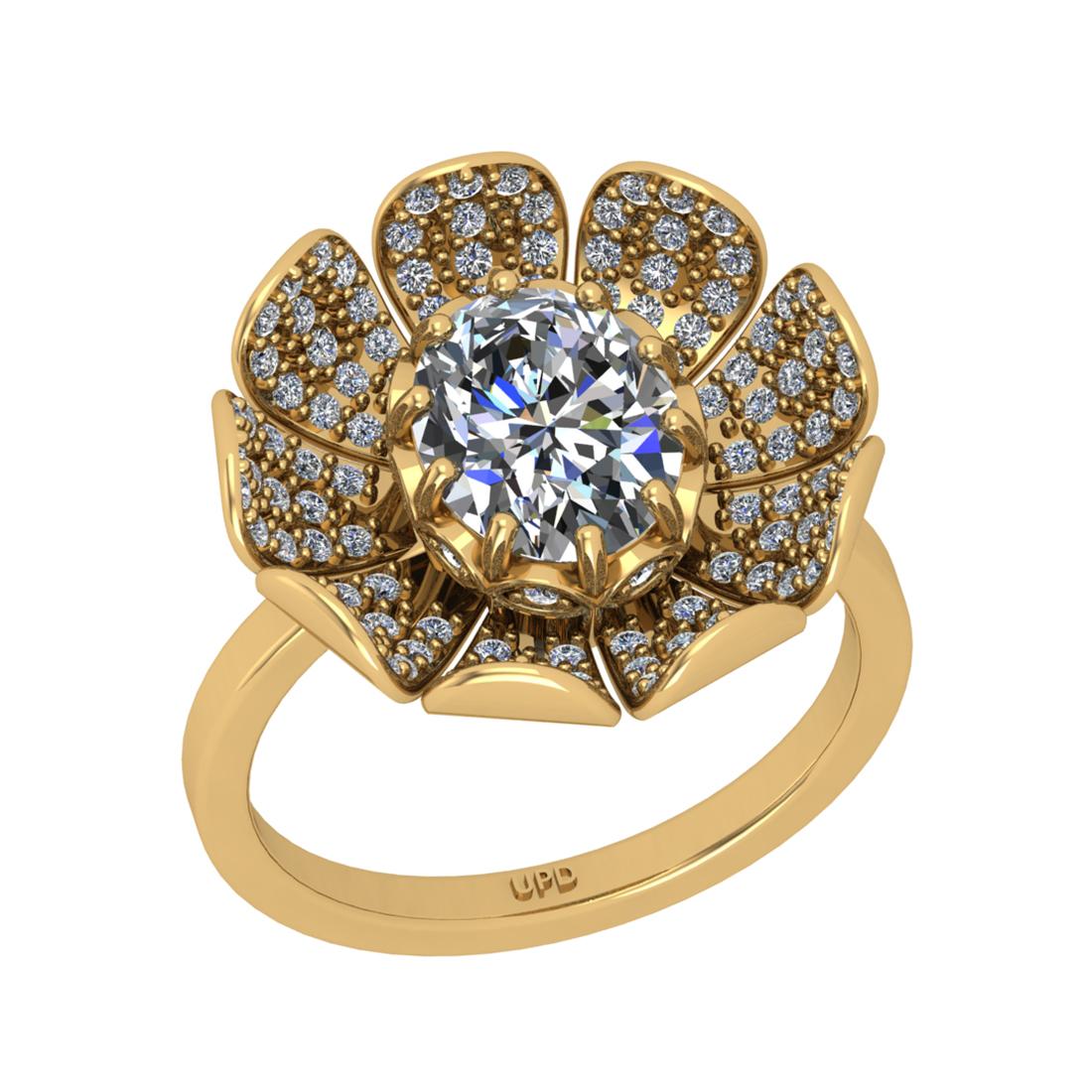 1.60 Ctw GIA Certificate Diamond Set 14K Yellow Gold Engagement Ring