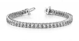 14KT WHITE GOLD 2 CTW G-H SI2/SI3 PILLOW BEZEL SET DIAMOND TENNIS BRACELET