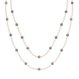5.50 Ctw SI2/I1 Diamond 14K Rose Gold Two Layer Yard Necklace