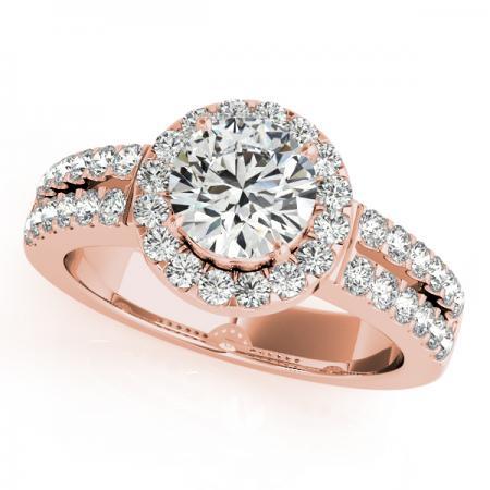 CERTIFIED 18K ROSE GOLD 1.30 CTW J-K/VS-SI1 DIAMOND HALO ENGAGEMENT RING