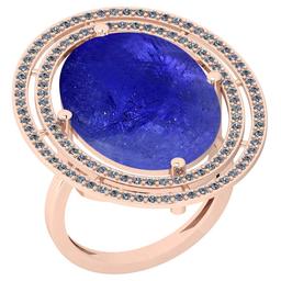 18.92 Ctw SI2/I1 Tanzanite And Diamond 14K Rose Gold Vintage Style Ring