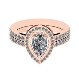 1.91 Ctw SI2/I1 Diamond 14K Rose Gold Engagement Halo Ring (Pear Cut Center Stone Certified By GIA )