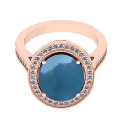 5.10 Ctw SI2/I1 Aquamarine And Diamond 14K Rose Gold Engagement Halo Ring