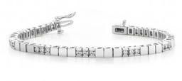 14KT WHITE GOLD 1 CTW G-H VS2/SI1 DIAMOND BUILDING BLOCK TENNIS BRACELET