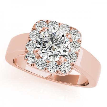 CERTIFIED 18K ROSE GOLD 1.08 CTW J-K/VS-SI1 DIAMOND HALO ENGAGEMENT RING