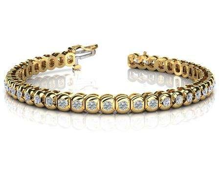 14K YELLOW GOLD 1 CTW G-H I1/I2 HALF BEZEL DIAMOND TENNIS BRACELET