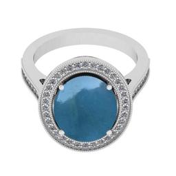5.10 Ctw SI2/I1 Aquamarine And Diamond 14K White Gold Engagement Halo Ring