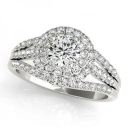 CERTIFIED PLATINUM 1.61 CTW J-K/VS-SI1 DIAMOND HALO ENGAGEMENT RING