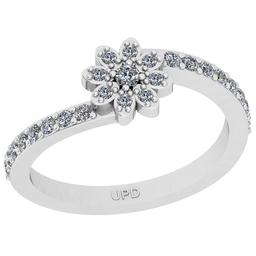 0.33 Ctw SI2/I1 Diamond Prong Set 14K White Gold Flower Ring