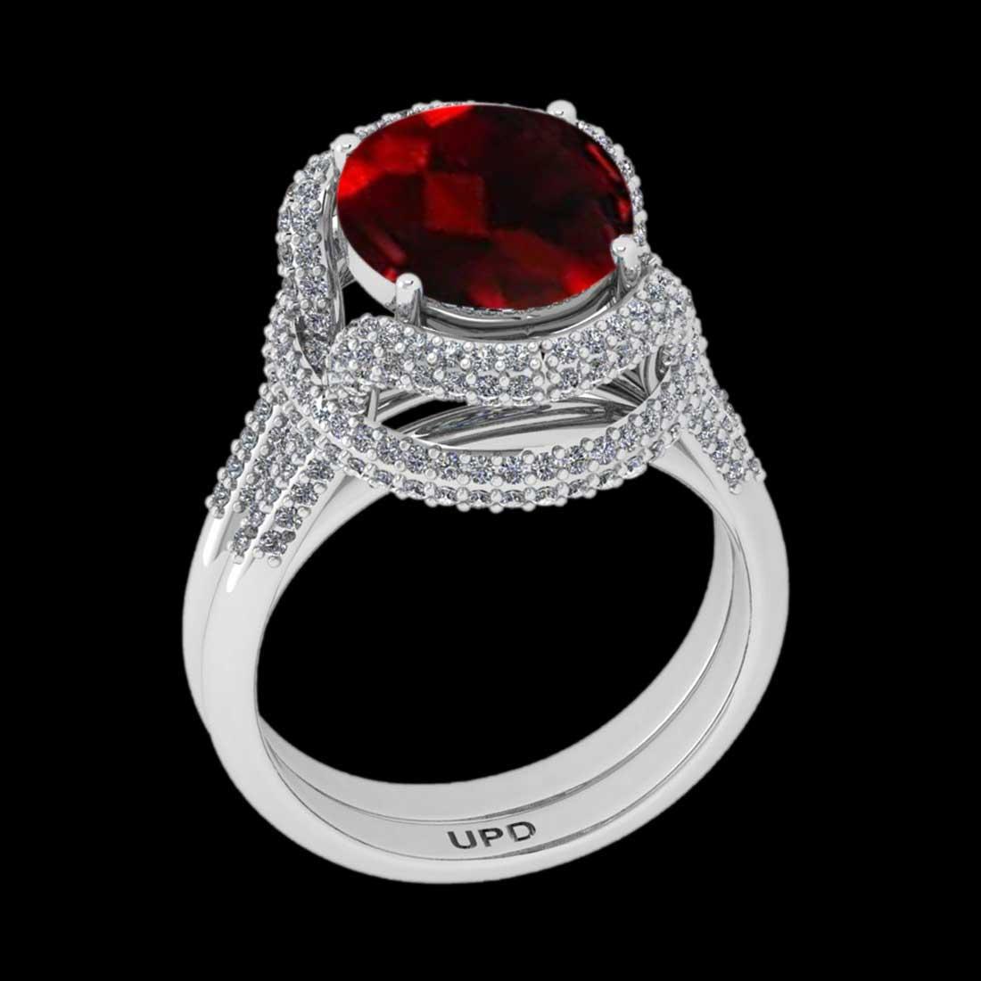 4.99 Ctw VS/SI1 Spessartite Garnet and Diamond 14K White Gold Vintage Style Ring