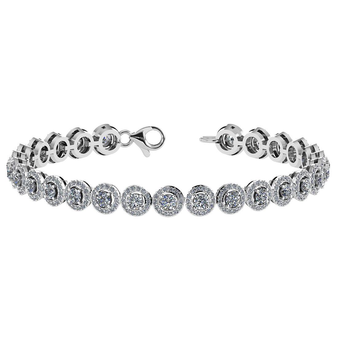 4.59 Ctw SI2/I1 Diamond Style Prong Set 18K White Gold Tennis Bracelet