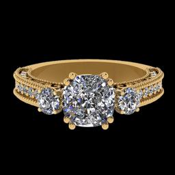 2.98 Ctw SI2/I1 Diamond 18K Yellow Gold Engagement Ring