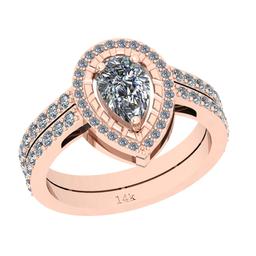 1.91 Ctw SI2/I1 Diamond 14K Rose Gold Engagement Halo Ring (Pear Cut Center Stone Certified By GIA )