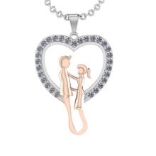 0.75 Ctw SI2/I1 Diamond 14K White and Rose Gold Two tone valentine's day theme pendant necklace