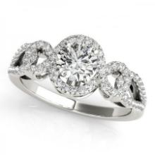 CERTIFIED PLATINUM 1.34 CTW J-K/VS-SI1 DIAMOND HALO ENGAGEMENT RING