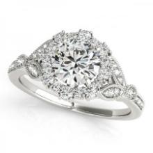 CERTIFIED PLATINUM 1.13 CTW J-K/VS-SI1 DIAMOND HALO ENGAGEMENT RING