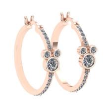 1.52 Ctw SI2/I1 Diamond Prong Set 10k Rose Gold Hoop Earrings