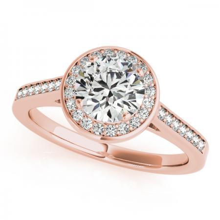 CERTIFIED 18K ROSE GOLD 1.18 CTW J-K/VS-SI1 DIAMOND HALO ENGAGEMENT RING