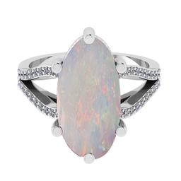 5.58 Ctw SI2/I1 Opal and Diamond 14K White Gold Engagement Ring