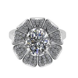 1.60 Ctw GIA Certificate Diamond Set 14K White Gold Engagement Ring