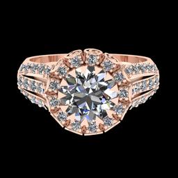 2.77 Ctw SI2/I1 Diamond 18K Rose Gold Engagement Halo Ring