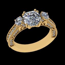 2.98 Ctw SI2/I1 Diamond 18K Yellow Gold Engagement Ring