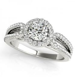 CERTIFIED PLATINUM .85 CTW J-K/VS-SI1 DIAMOND HALO ENGAGEMENT RING