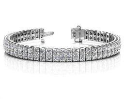 14KT WHITE GOLD 4 CTW G-H VS2/SI1 TIMELESS TWO ROW DIAMOND TENNIS BRACELET