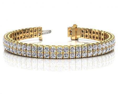 14KT YELLOW GOLD 4 CTW G-H VS2/SI1 TIMELESS TWO ROW DIAMOND TENNIS BRACELET