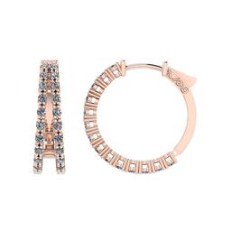 0.96 Ctw SI2/I1 Diamond Prong Set 14K Rose Gold Huggie Earrings