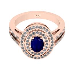 1.24 Ctw I2/I3 Blue Sapphire And Diamond 14k White Gold Ring