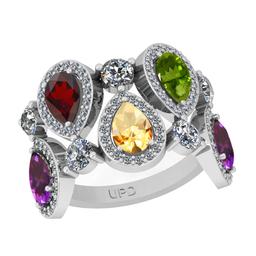 2.95 Ctw I2/I3 Multi Stone And Diamond 10K White Gold Ring