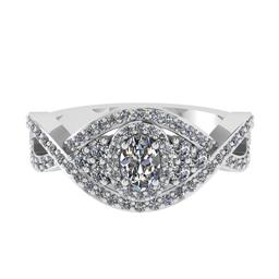 0.55 Ctw SI2/I1 Diamond 14K White Gold Engagement Ring