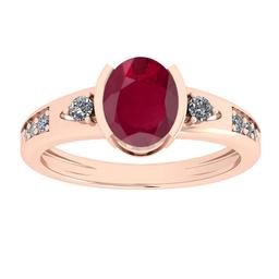 2.80 Ctw VS/SI1 Ruby And Diamond 14K Rose Gold Cocktail Ring