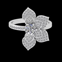 0.92 Ctw SI2/I1 Diamond 18K White Gold Engagement Ring