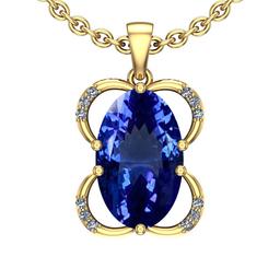 Certified 4.49 Ctw VS/SI1 Tanzanite And Diamond 14k Yellow Gold Victorian Style Necklace