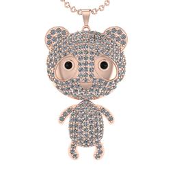 7.02 Ctw SI2/I1 Treted Fancy Black Diamond Prong Set 14K Rose Gold Teddy Pendant Necklace