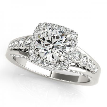 CERTIFIED PLATINUM 1.02 CTW J-K/VS-SI1 DIAMOND HALO ENGAGEMENT RING