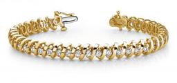 14KT YELLOW GOLD 1 CTW G-H VS2/SI1 SWIRL LINK DIAMOND TENNIS BRACELET