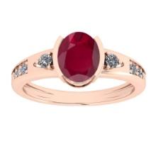 2.80 Ctw VS/SI1 Ruby And Diamond 14K Rose Gold Cocktail Ring