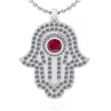 1.97 Ctw SI2/I1 Ruby and Diamond 14K White Gold Pendant Necklace