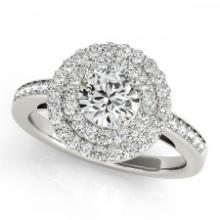 CERTIFIED PLATINUM 1.54 CTW J-K/VS-SI1 DIAMOND HALO ENGAGEMENT RING