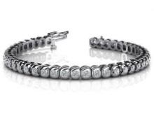 14K WHITE GOLD 1 CTW G-H SI2/SI3 HALF BEZEL DIAMOND TENNIS BRACELET