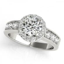 CERTIFIED PLATINUM 1.70 CTW J-K/VS-SI1 DIAMOND HALO ENGAGEMENT RING