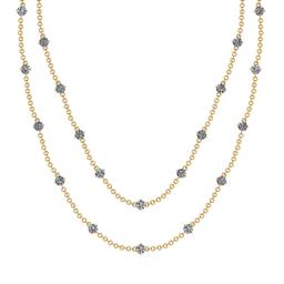 5.50 Ctw SI2/I1 Diamond 14K Yellow Gold Two Layer Yard Necklace